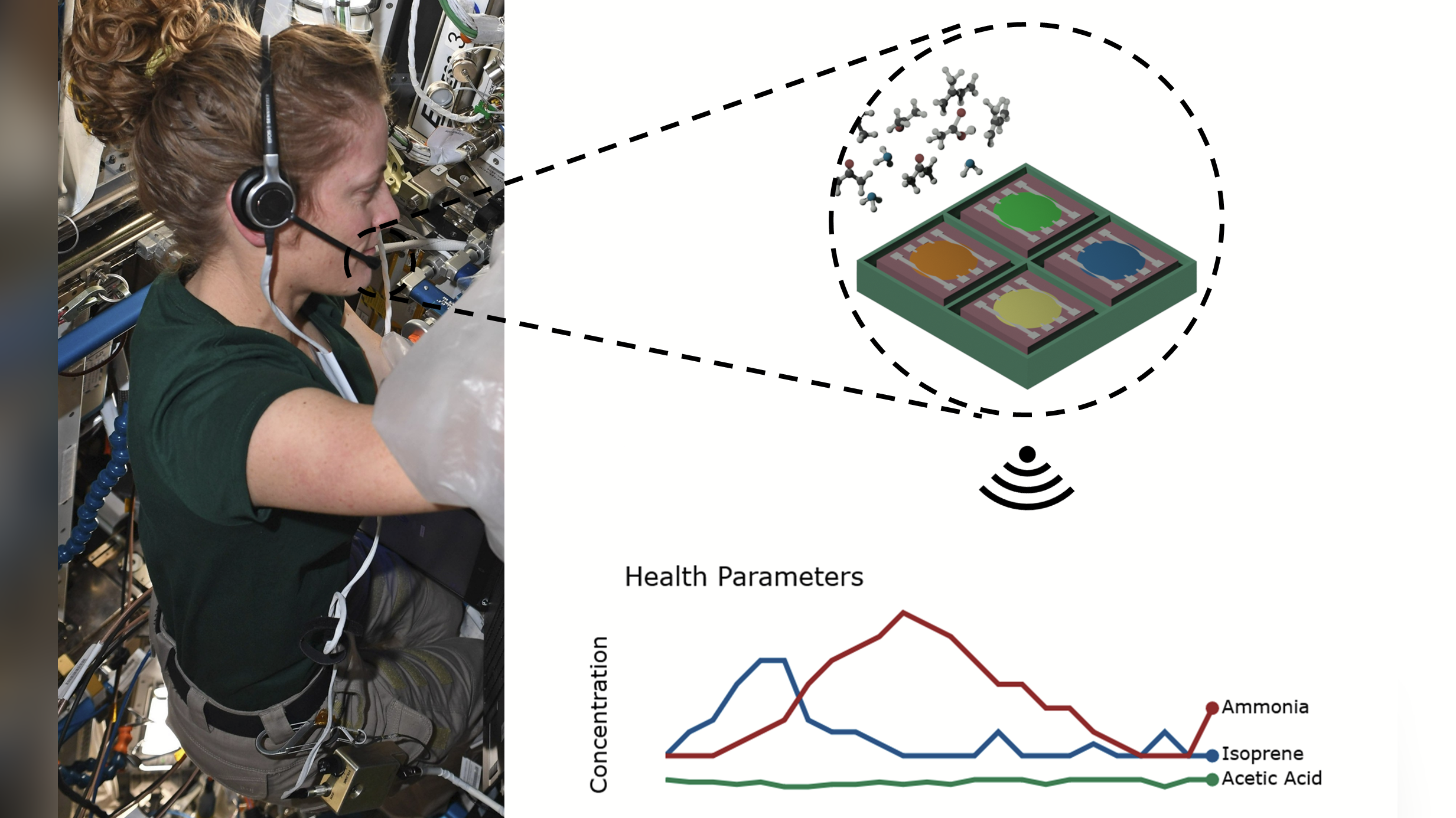 Contact-free biomarker detection during space missions for remote astronaut health monitoring