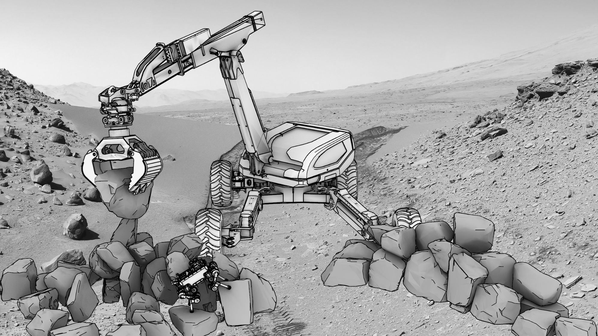 Extraterrestrial Robotic Construction with Found Materials