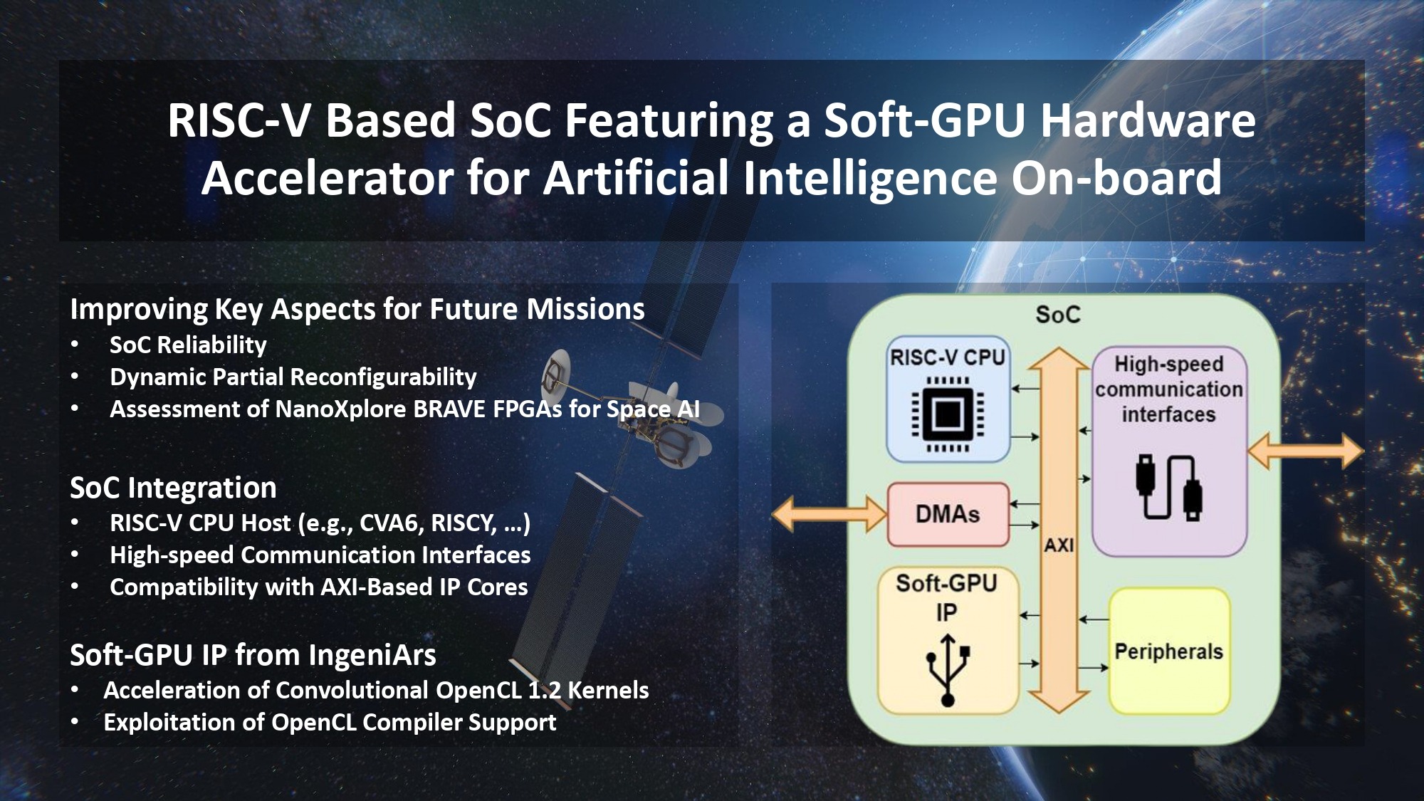 RISC-V Based SoC Featuring a Soft-GPU Hardware Accelerator for Artificial Intelligence On-board