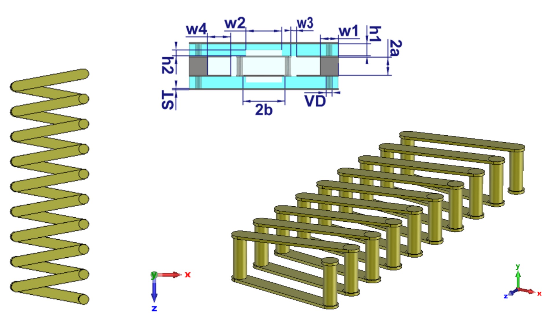 Design and study of a novel slow wave planar structure for miniaturized TWTs operating at very low voltage